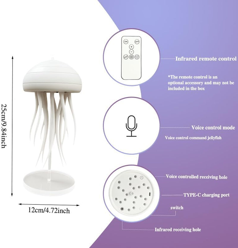 LED Jellyfish Lamp - Portable Rechargeable Night Light with RGB Color Changing Effects