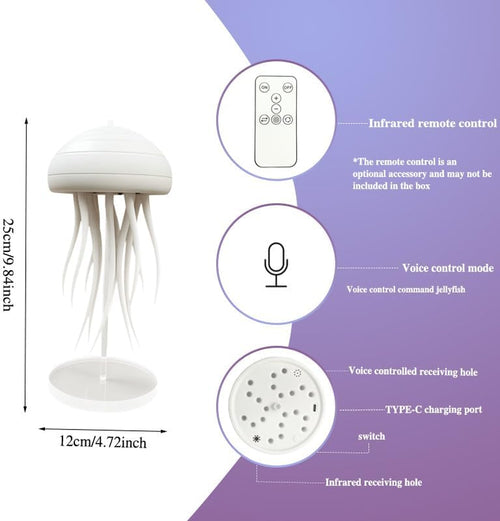 LED Jellyfish Lamp - Portable Rechargeable Night Light with RGB Color Changing Effects