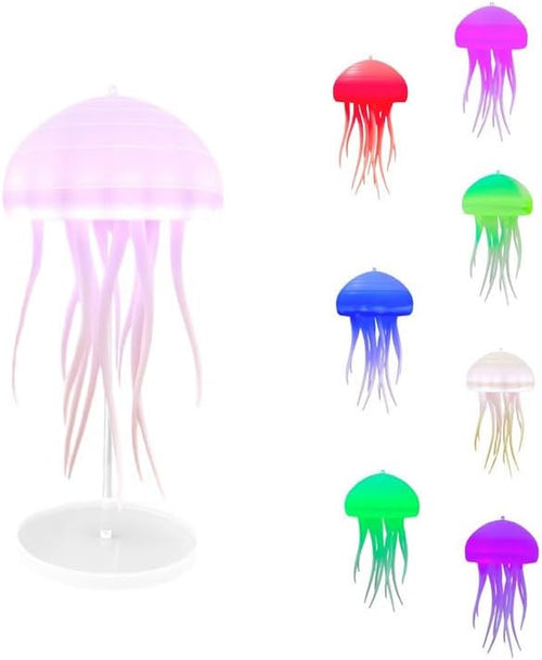 LED Jellyfish Lamp - Portable Rechargeable Night Light with RGB Color Changing Effects